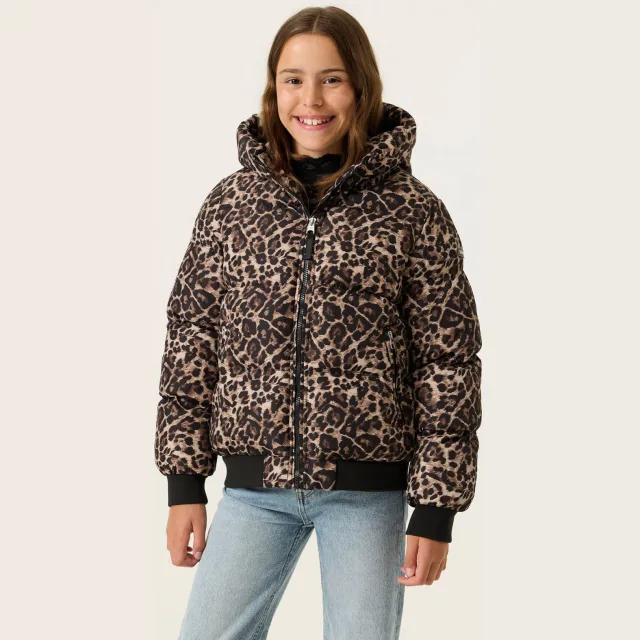 Garcia winterjas met panterprint bruin, foto 2