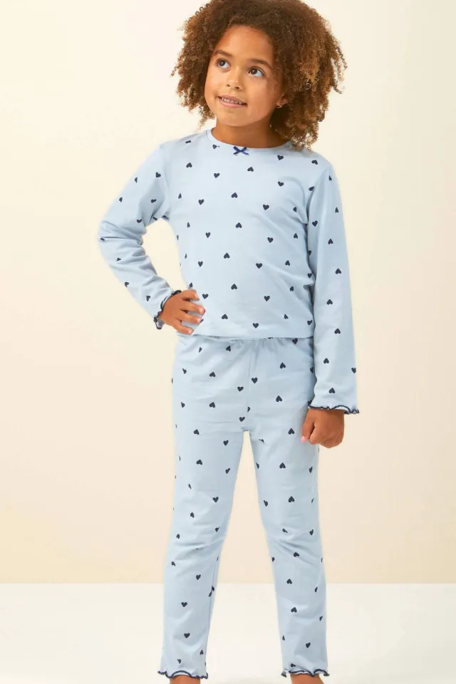 Little Label pyjama met hartjes lichtblauw