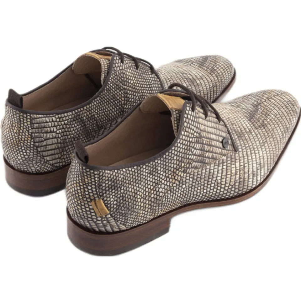 Rehab Greymarble leren veterschoenen met dierenprint zand, foto 3