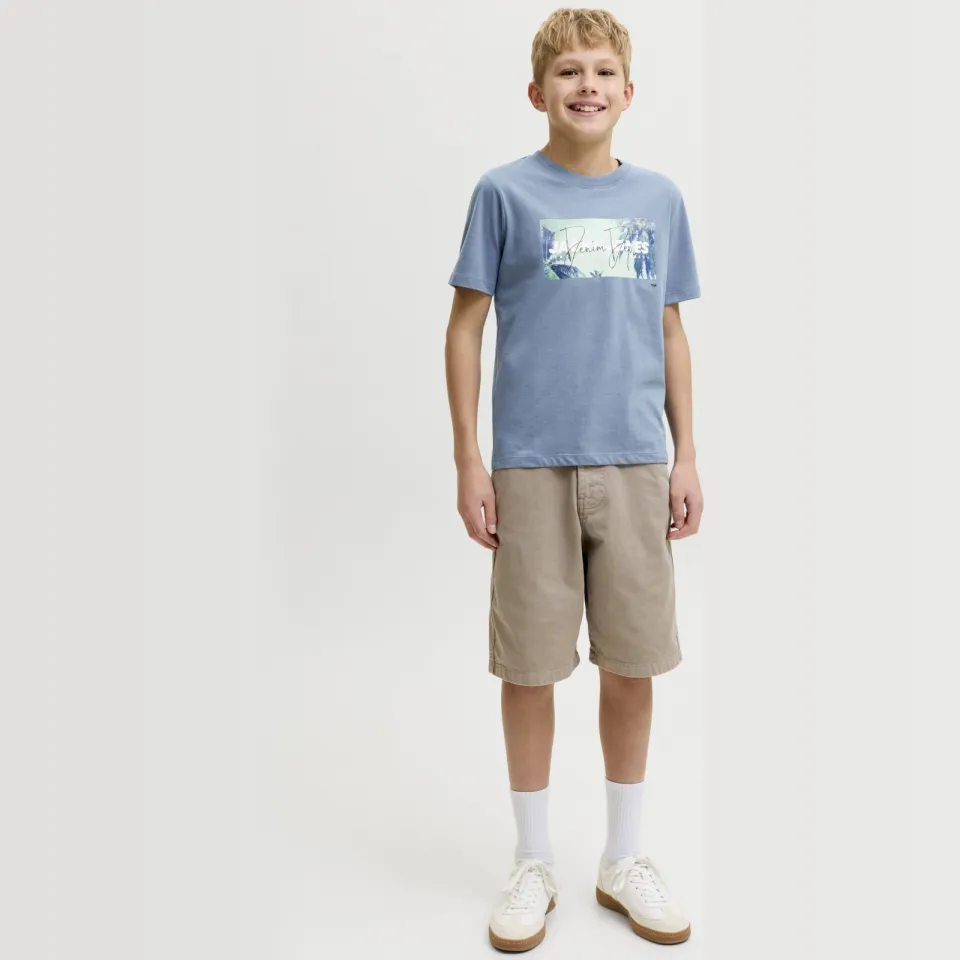 Jack & Jones junior t-shirt blauw met logo, foto 4