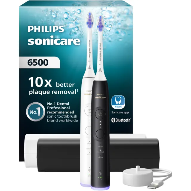 Philips Sonicare 6500 Series Duopack Hx7419/01 Elektrische Tandenborstel Zwart En Wit