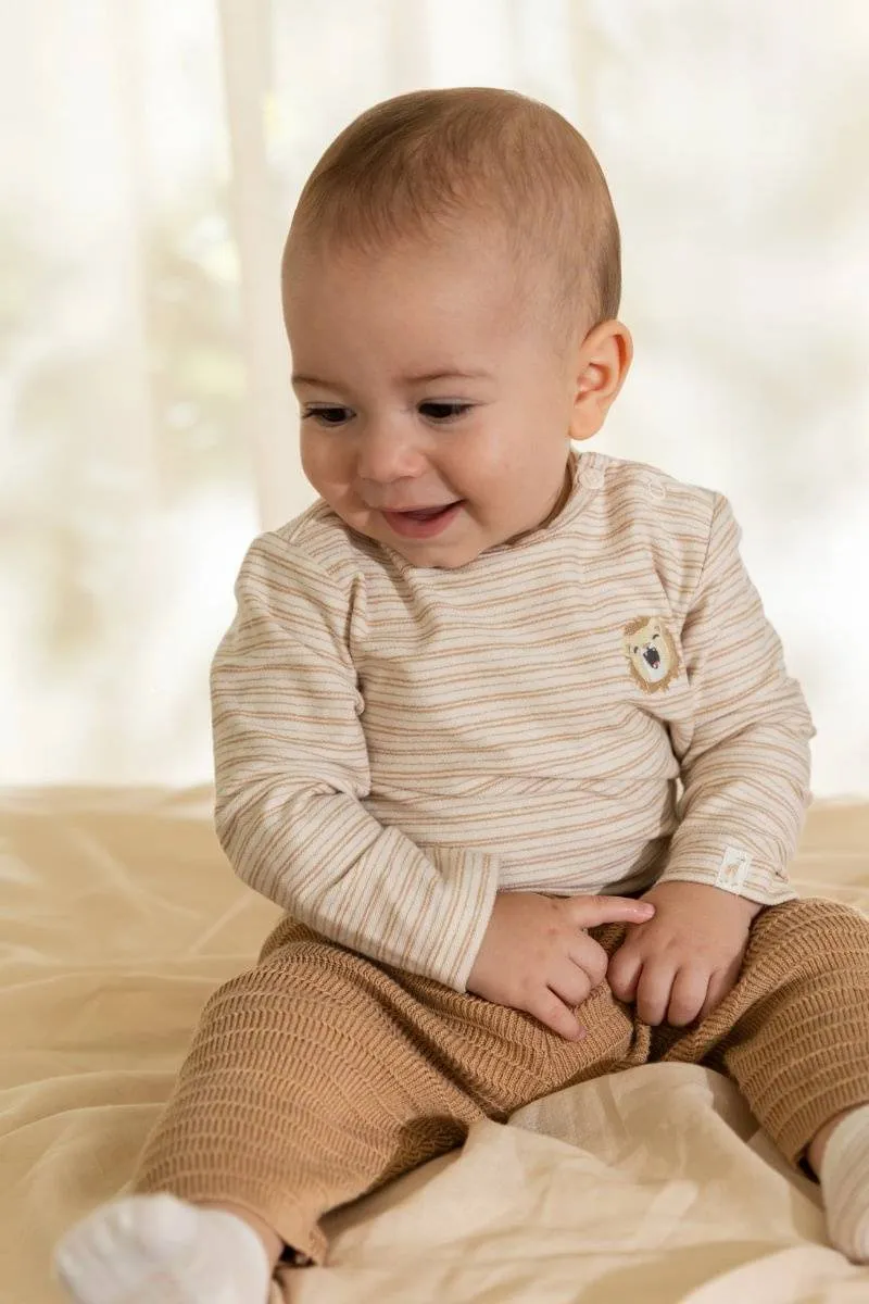 Little Dutch gestreepte longsleeve beige