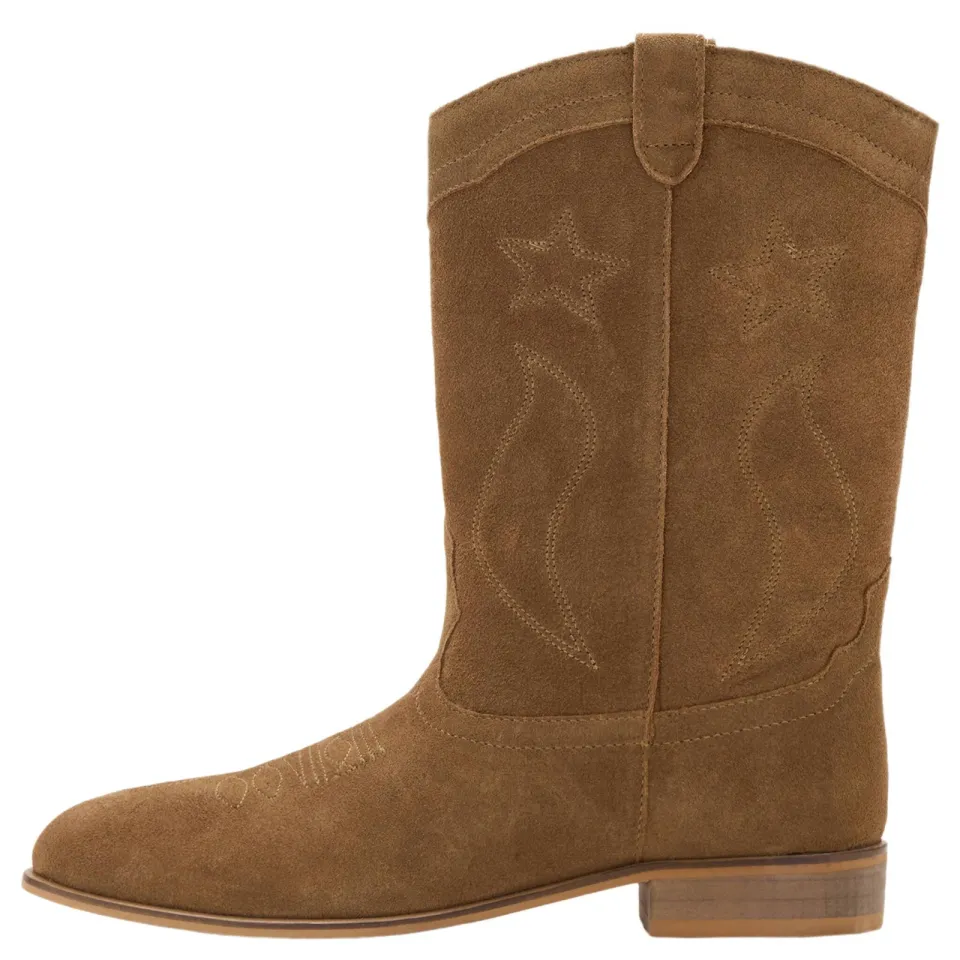 Mango Kids western leren laarzen met borduursels - cognac, foto 4