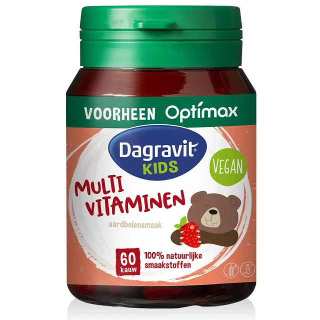 Dagravit Kids Multivitaminen aardbei - 60 kauwtabletten
