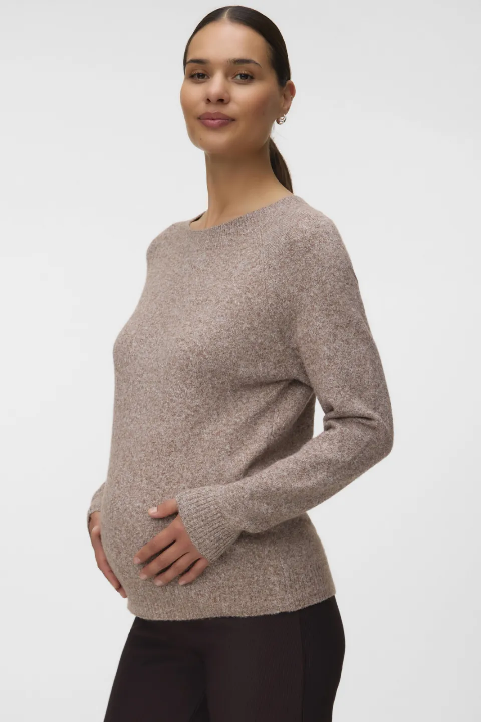 Vero Moda MATERNITY zwangerschaps trui gebreid lichtbruin, foto 3