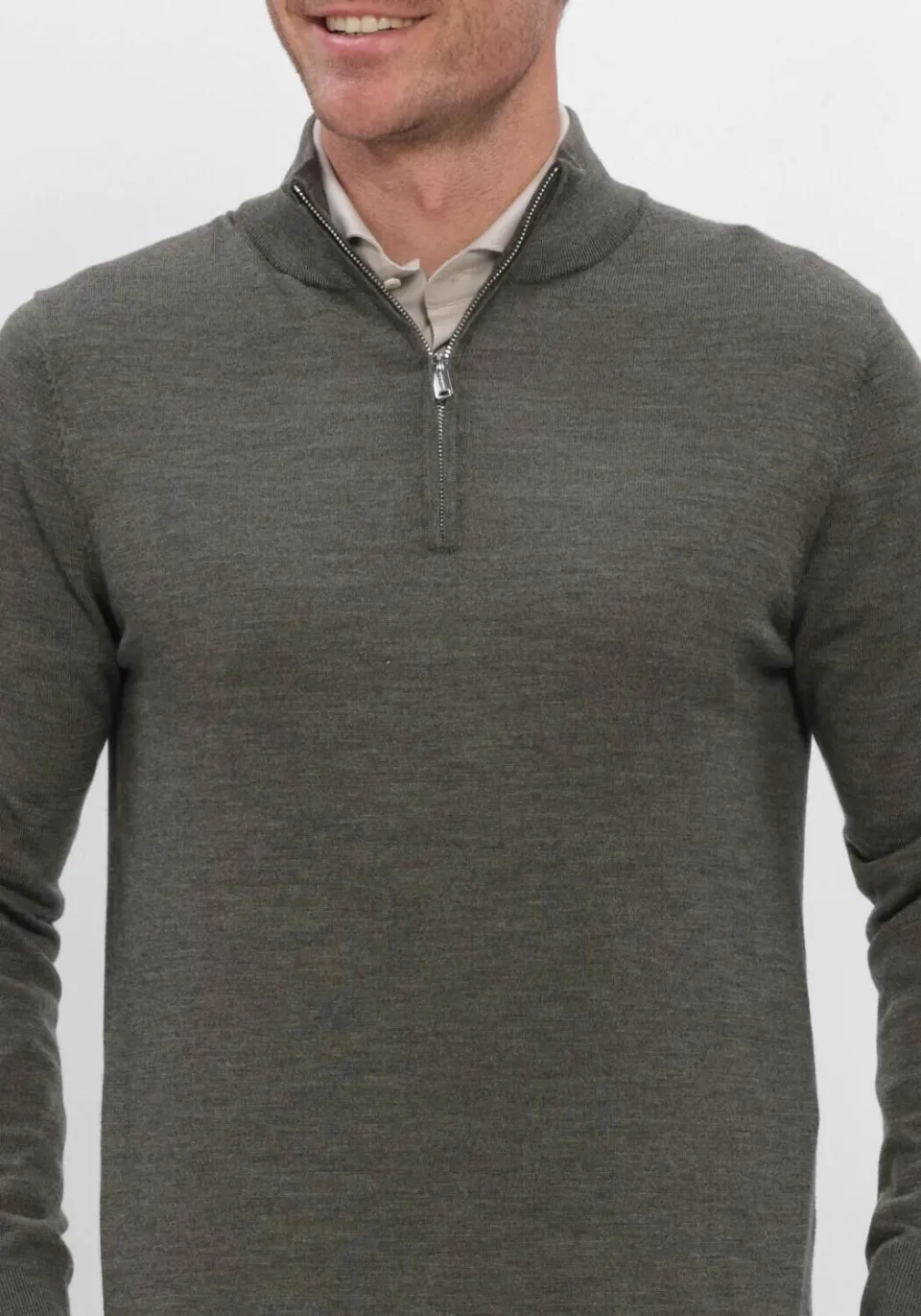 Profuomo wollen regular fit gebreide trui - donkergroen, foto 7