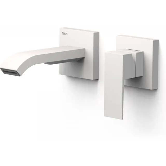 Tres Cuadro wastafelmengkraan inbouw korte uitloop mat wit Mat wit -