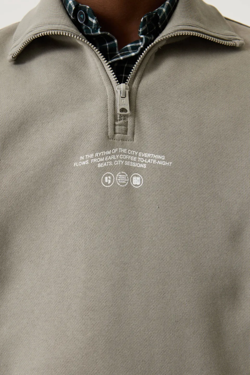Garcia rechtvallende sweater met tekst - grijsgroen, foto 5