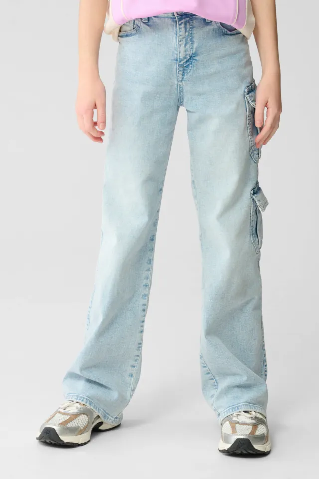 Shoeby wide leg regular waist jeans light blue denim Blauw