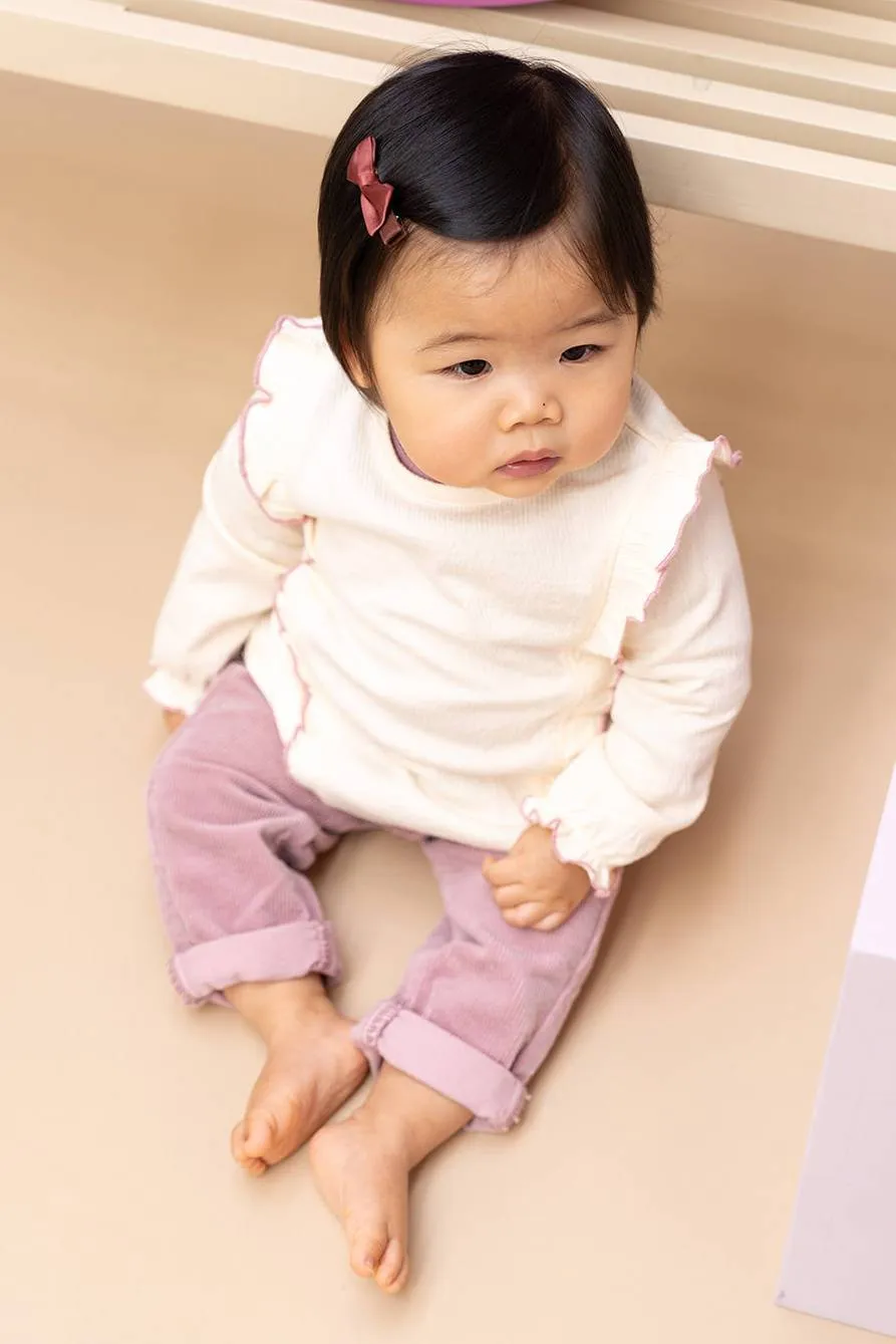 Babyface longsleeve met ruches crème