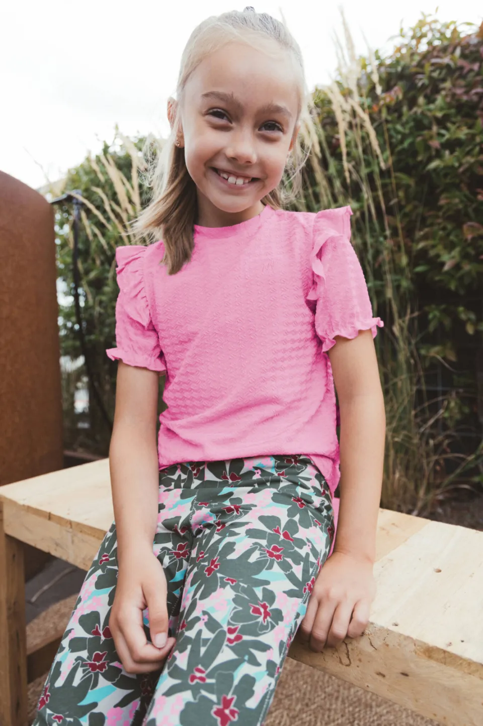 TYGO & vito flared broek bloemenprint Olijfgroen/roze