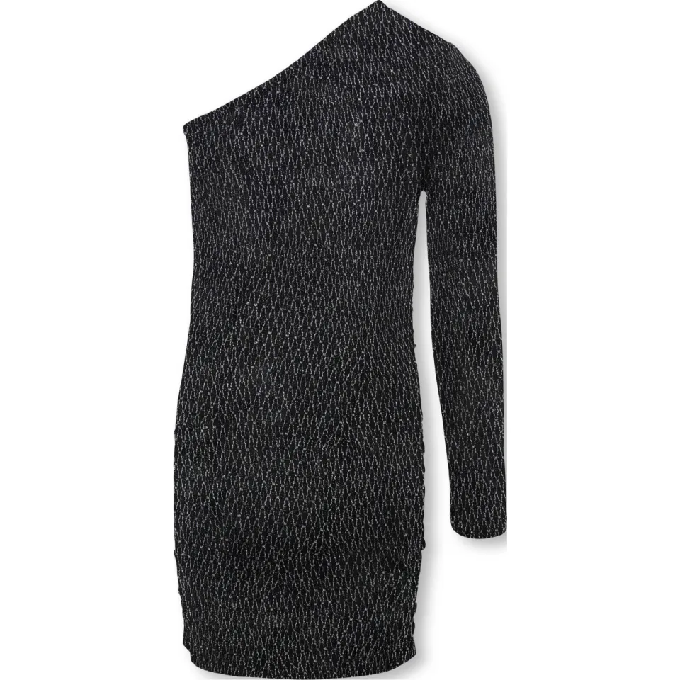Only one shoulder jurk met glitters zwart/zilver, foto 2
