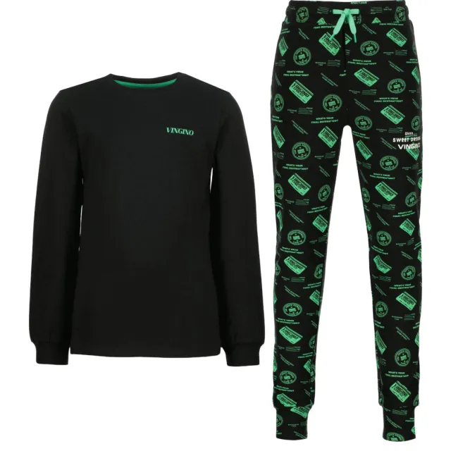 Vingino pyjama zwart limegroen Zwart/limegroen