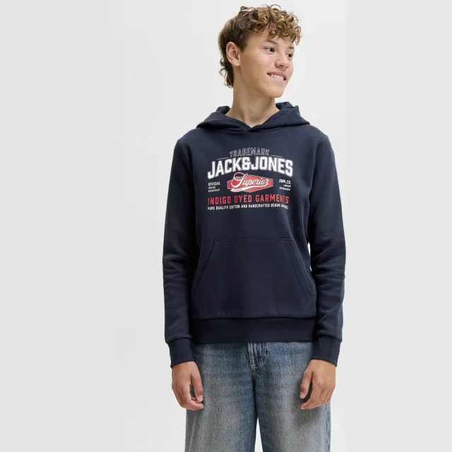 Jack & Jones JUNIOR hoodie met logo - donkerblauw