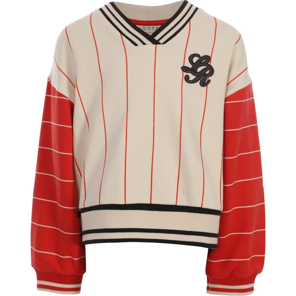 LOOXS 10sixteen rechtvallende gestreepte sweater met backprint - ecru, foto 2