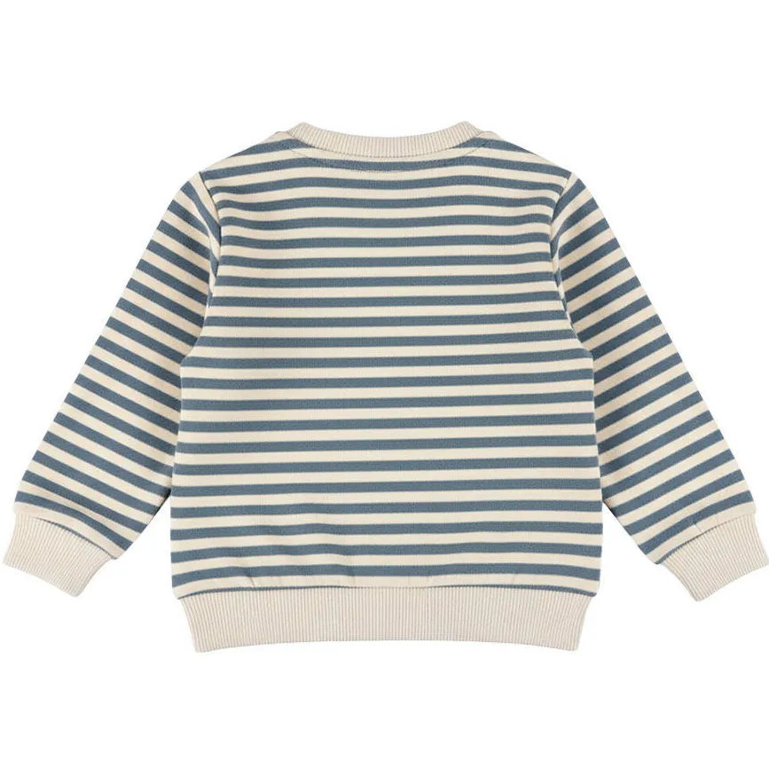 Dirkje rechtvallende gestreepte sweater - blauw/beige, foto 3