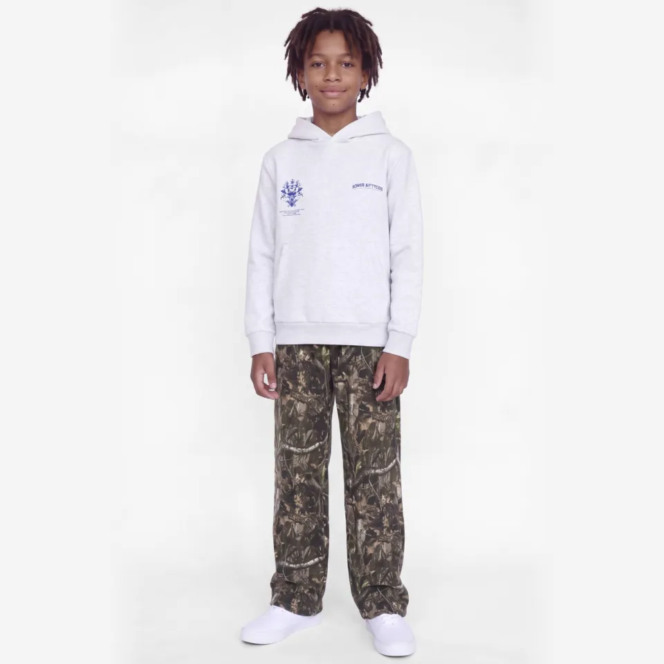 Jack & Jones JUNIOR hoodie met backprint - wit Wit melange