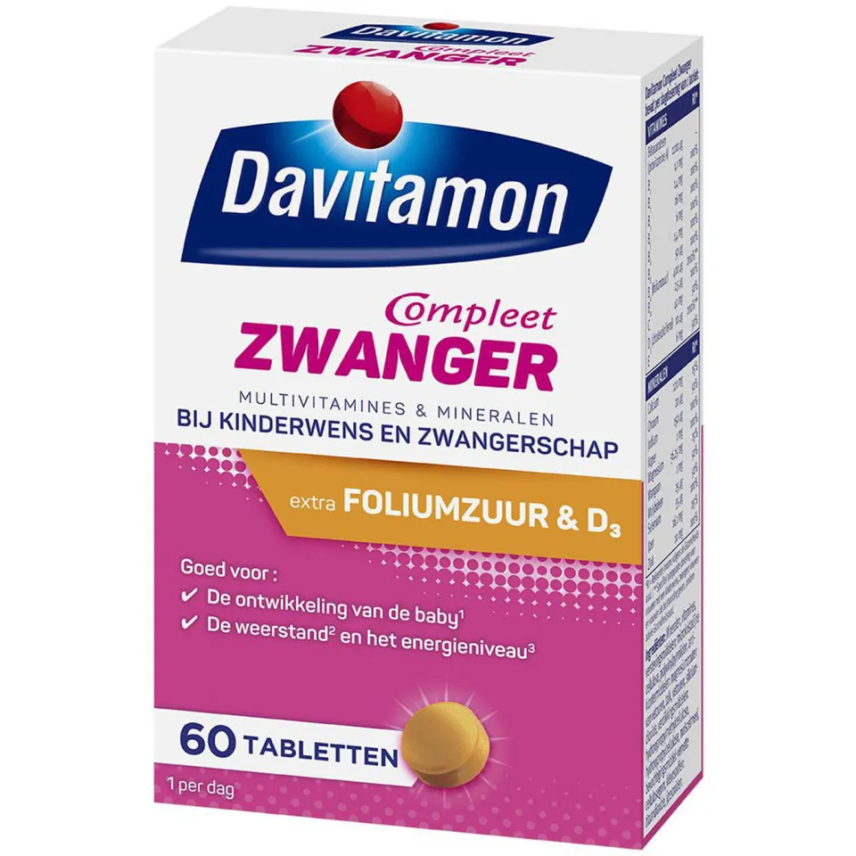 Davitamon Compleet Zwanger tabletten - bij kinderwens & zwangerschap - 60 stuks, foto 2