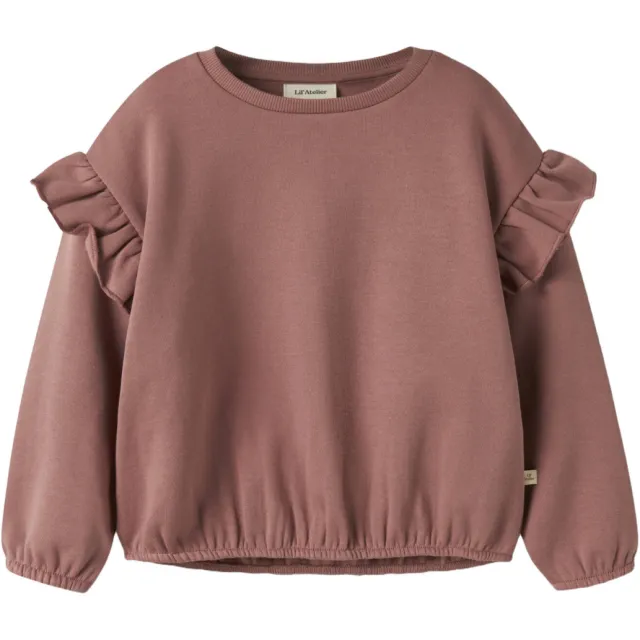 Lil' Atelier MINI rechtvallende sweater met ruches - oudroze