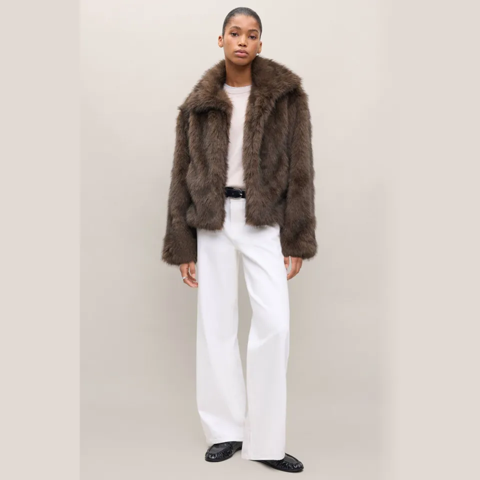 Mango TEEN faux fur jas - bruin