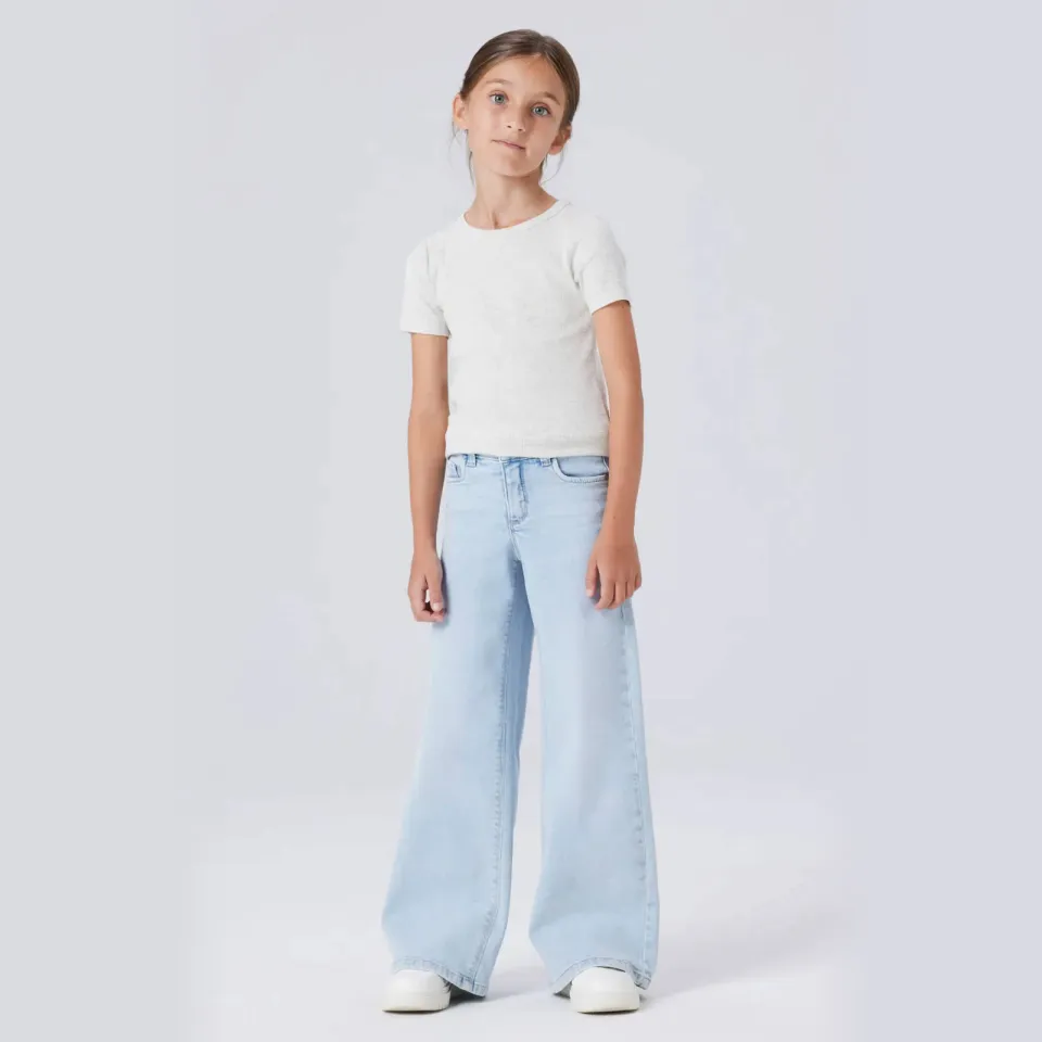 NAME IT KIDS wide leg jeans light blue denim