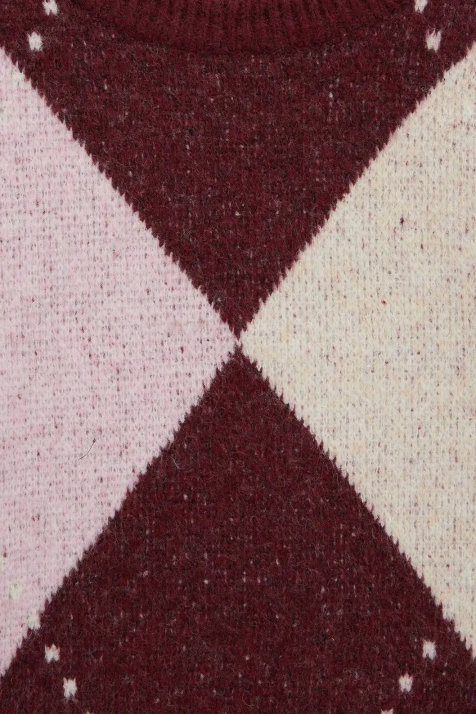 WE Fashion gebreide trui met wol - donkerrood/roze/wit, foto 7