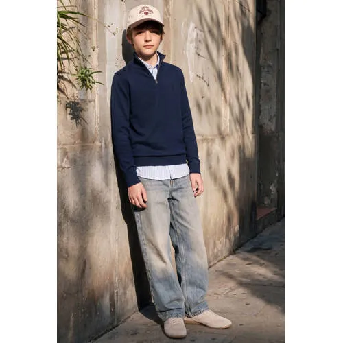Jack & Jones JUNIOR trui donkerblauw fijn gebreid, foto 3