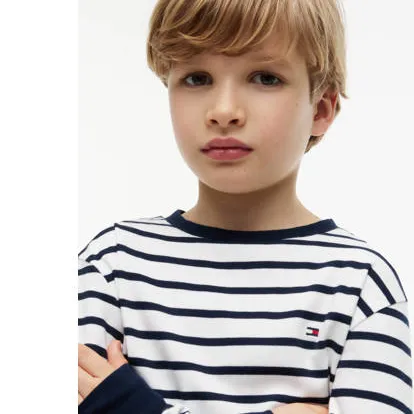 Tommy Hilfiger gestreepte longsleeve donkerblauw donkerblauw/wit, foto 5