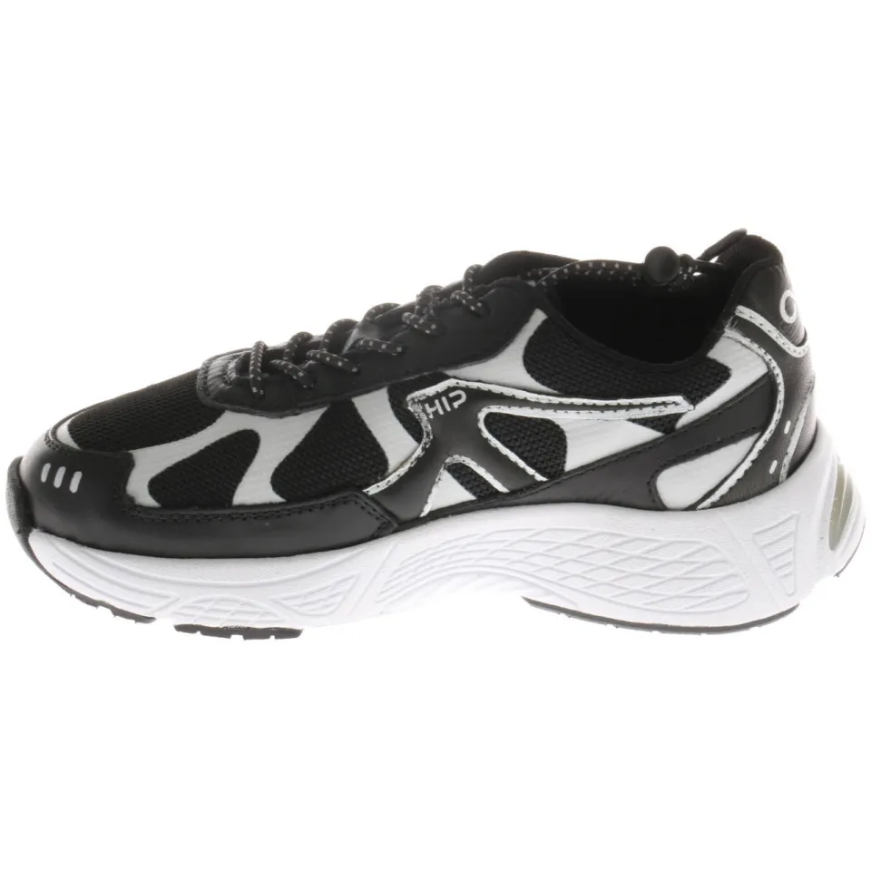 Hip leren sneakers met print - zwart/wit, foto 5