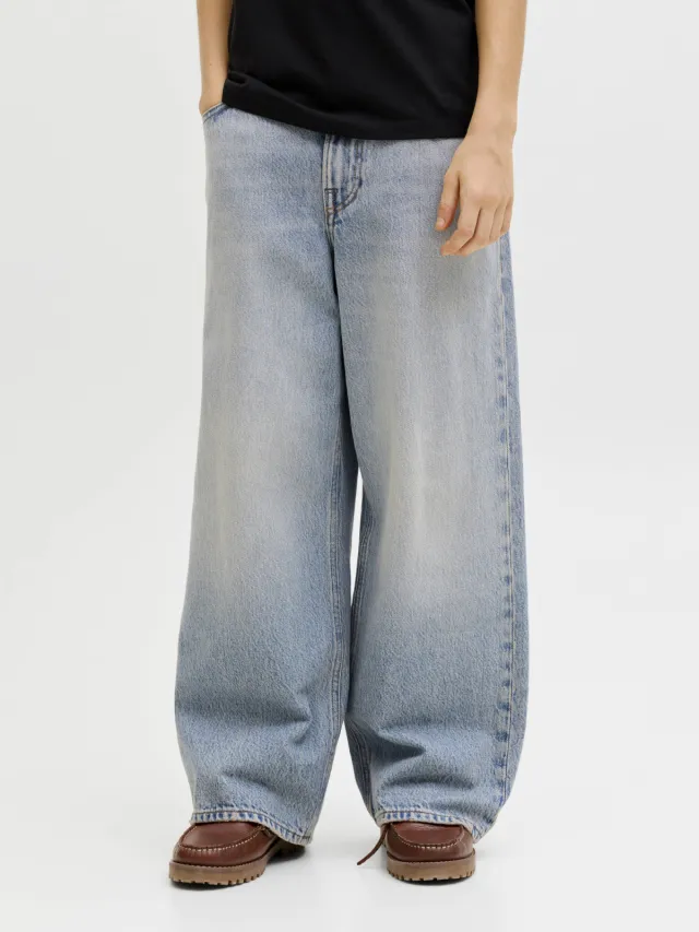 Jack & Jones JUNIOR high waist wide leg jeans light blue denim