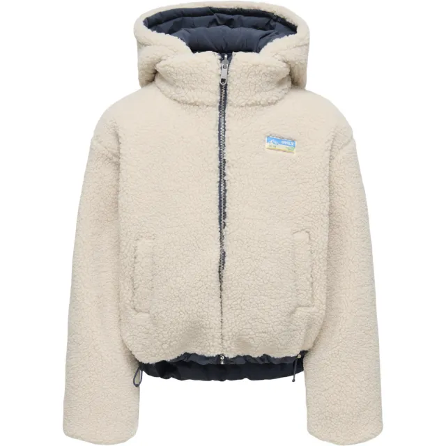 Only KOGMARIA keerbare teddy winterjas offwhite Donkerblauw/offwhite
