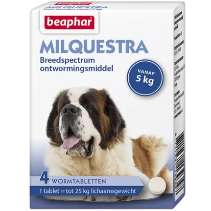 Beaphar Milquestra Ontwormingsmiddel hond (5-75 kg) 4 tabletten