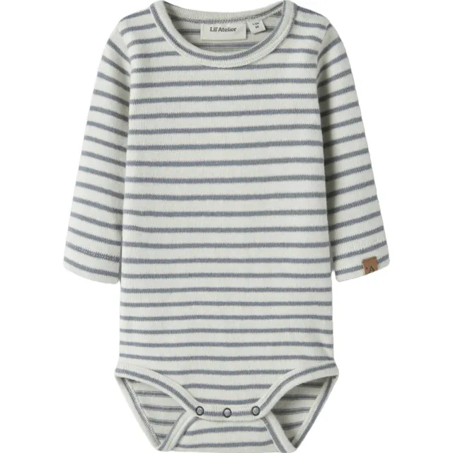 Lil' Atelier Baby Nbmthoro gestreepte romper grijs/wit