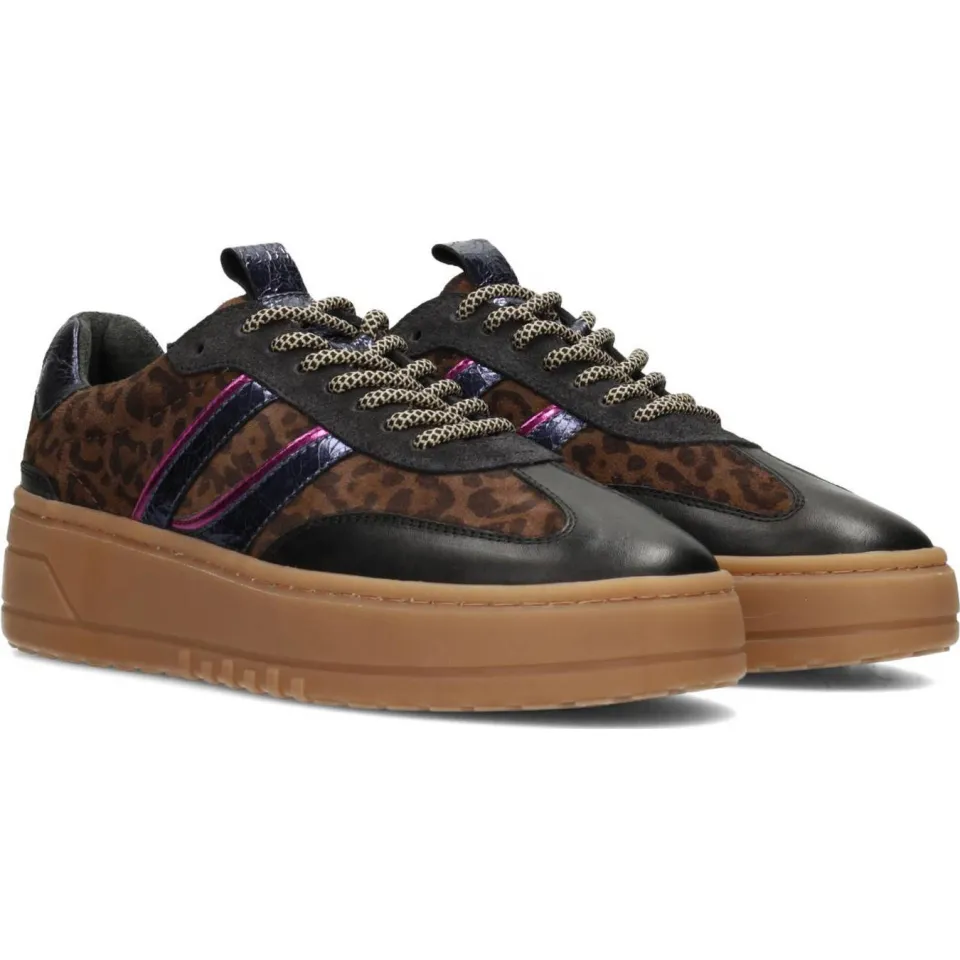 Poelman Anemone leren sneakers zwart/panter, foto 2