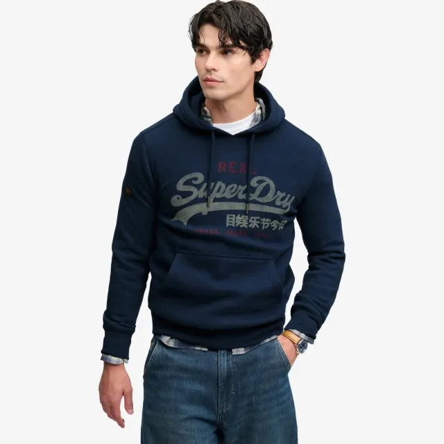 Superdry relaxed fit hoodie met logo - blauw, foto 2