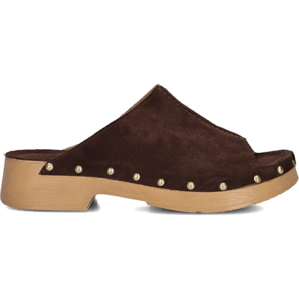 Shabbies Amsterdam Carry Mila clog Suède Donkerbruin