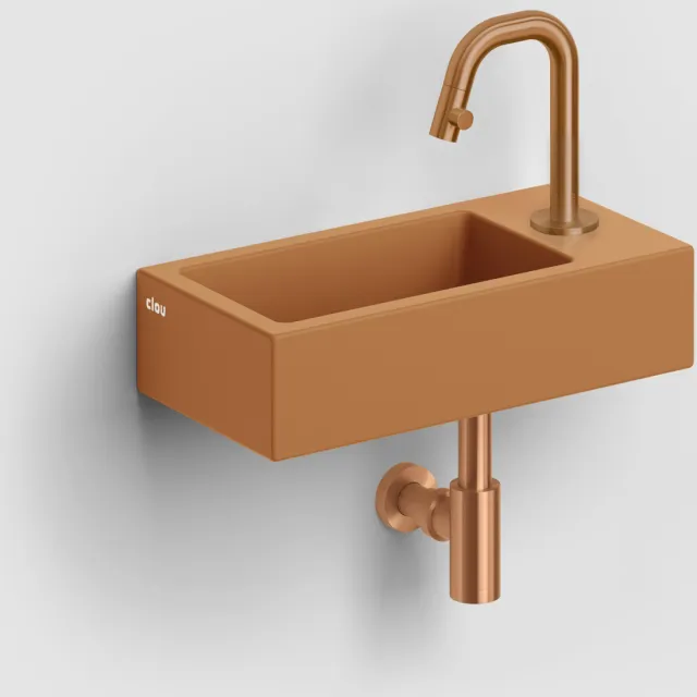 Clou Flush 3 Fontein Met Kraangat Rechts Mat Italiaans Zand Keramiek 36 cm Bruin