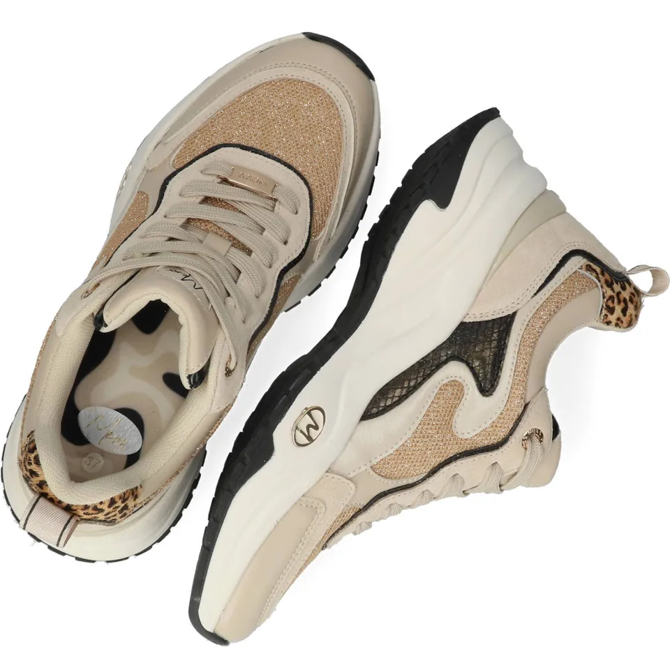 Mexx chunky sneakers beige/goud, foto 4