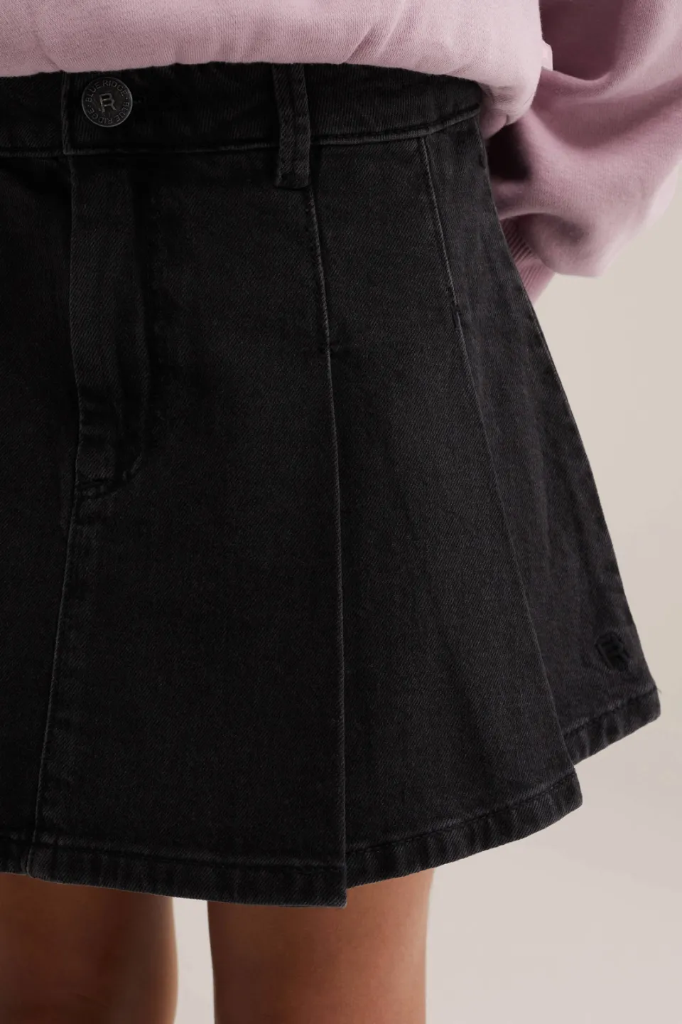 WE Fashion Blue Ridge denim plooirok zwart, foto 6