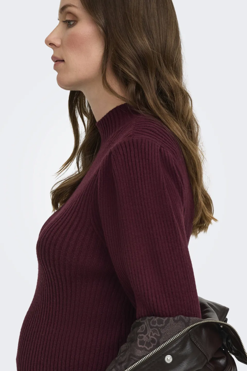 Only Maternity gebreide zwangerschapsjurk donkerrood, foto 8