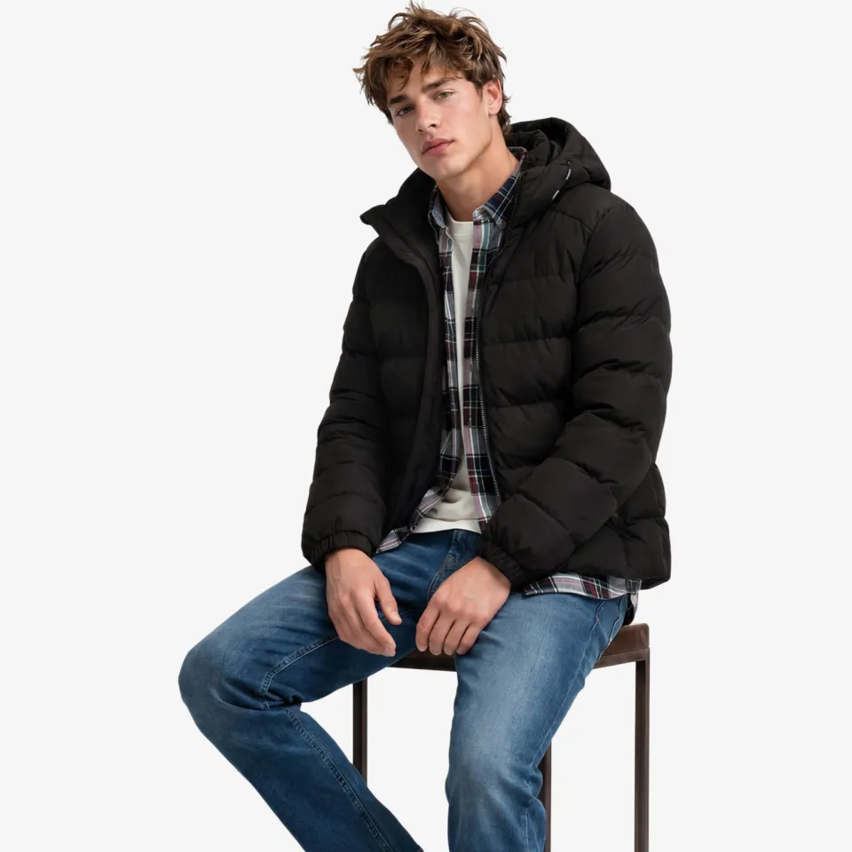Superdry Hooded Sports Puffer winterjas zwart, foto 3