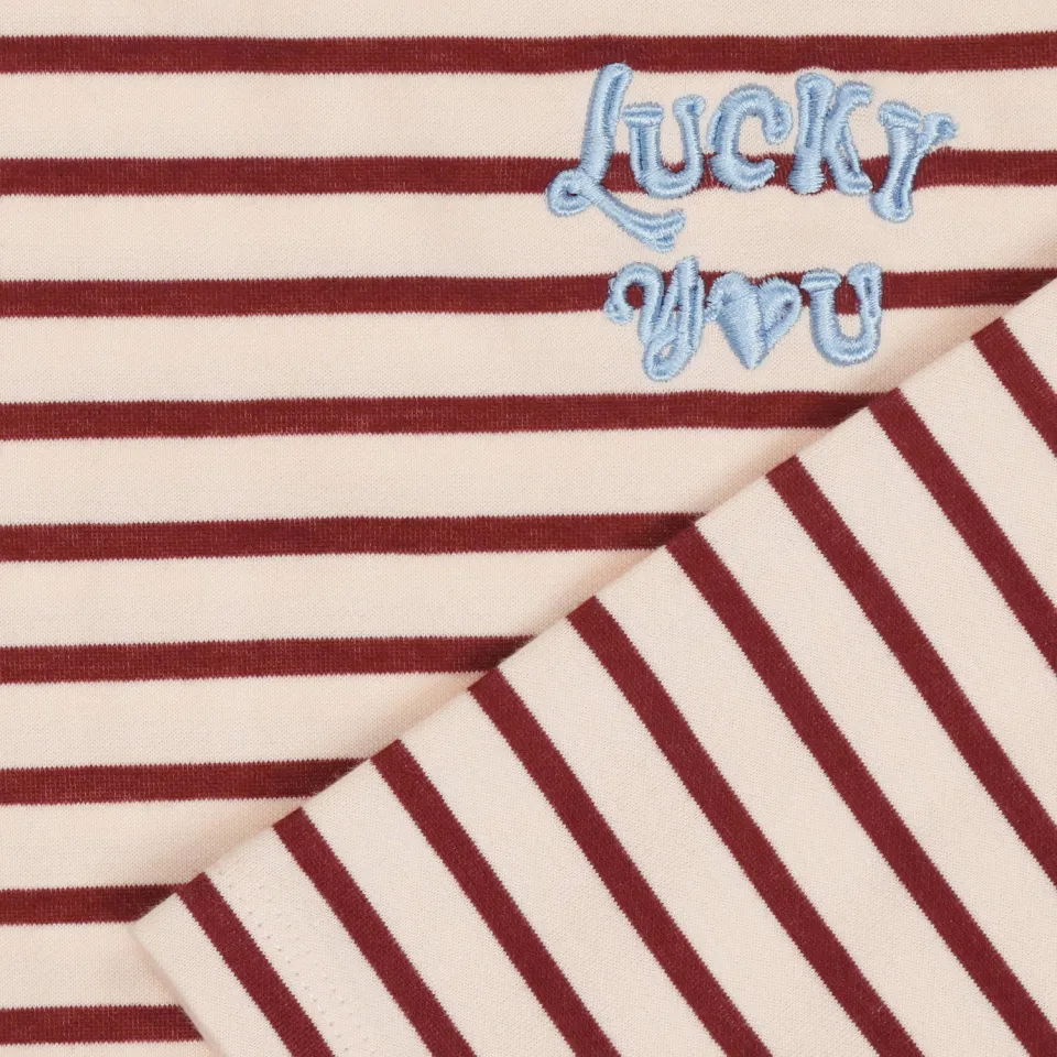 Tumble 'n Dry gestreepte longsleeve met borduursels donkerrood, foto 3
