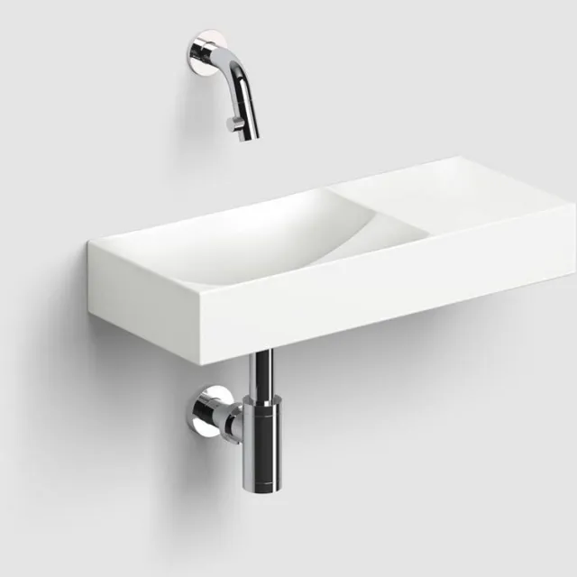 Clou Vale Fontein Zonder Kraangat Met Geïntegreerde Afvoer Wit Mat Keramiek 45 cm