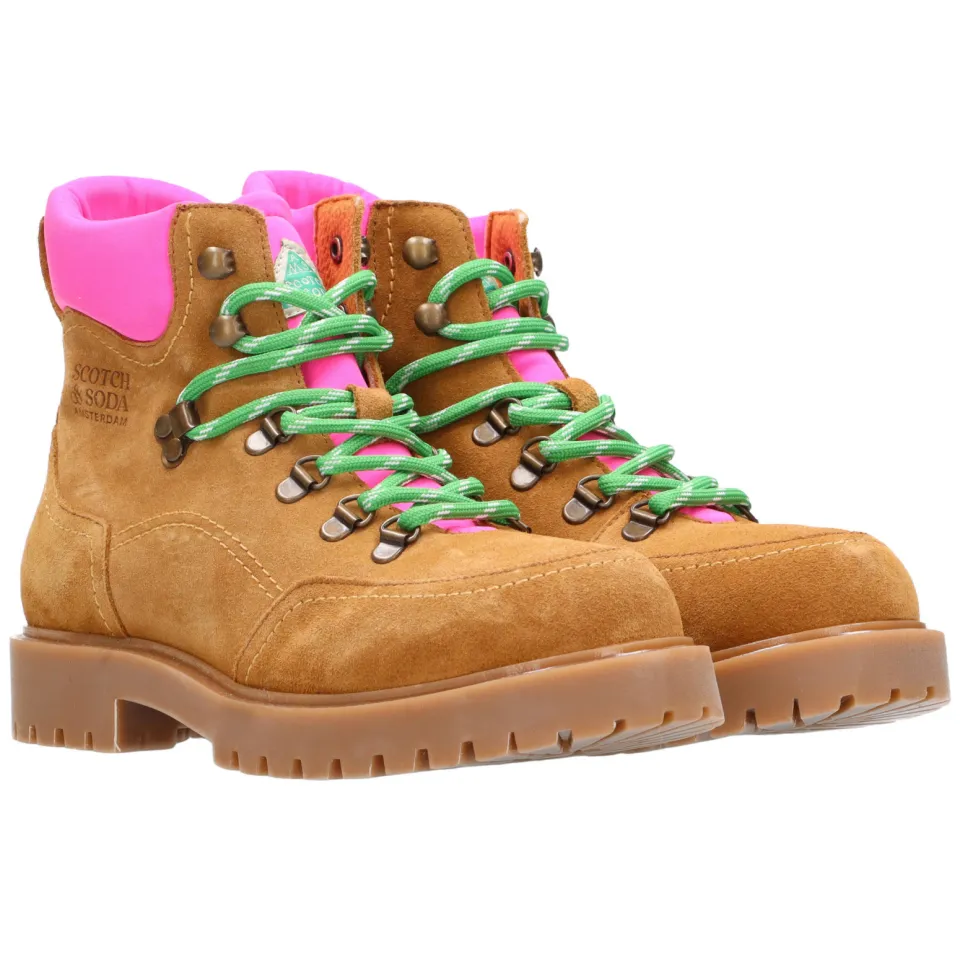 Scotch & Soda Toby suède veterboots met profielzool - beige/roze, foto 7