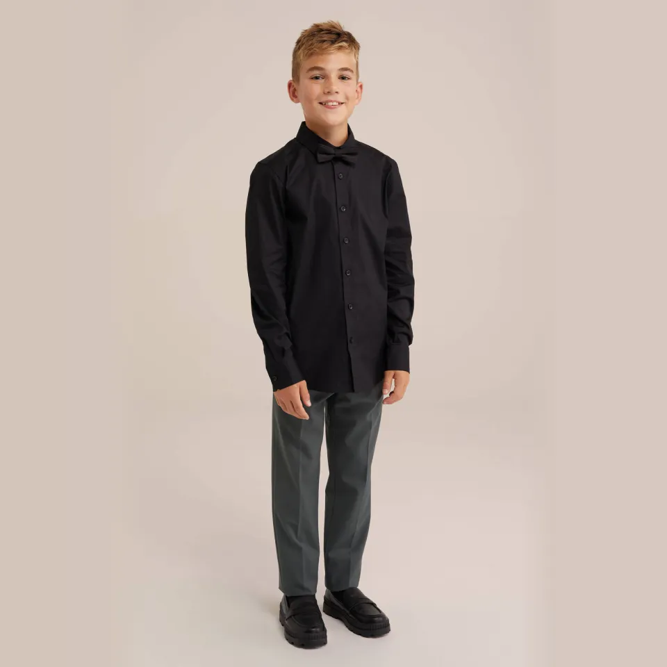 WE Fashion overhemd + vlinderstrikje zwart Black Uni