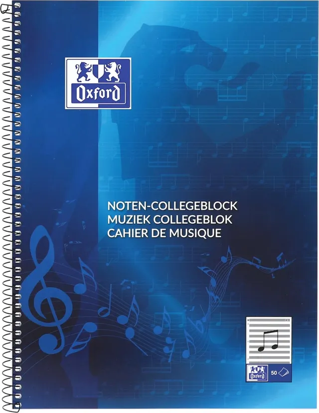 Oxford Collegeblok oxford a4+ muziek 4-gaats 100 pagina's 80gr blauw