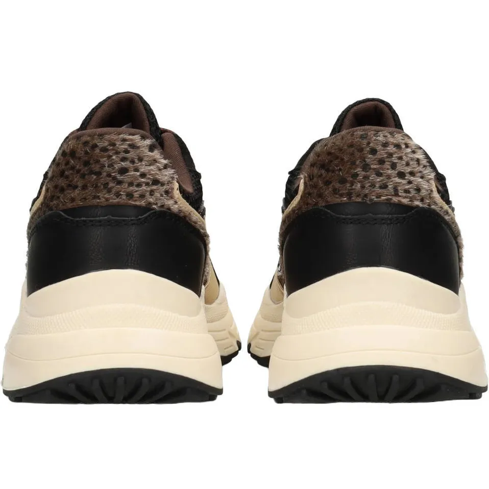 POSH by Poelman Angy chunky leren sneakers - zwart/beige, foto 3