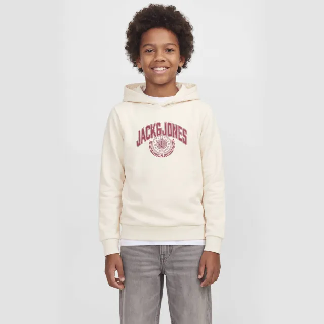 Jack & Jones JUNIOR hoodie met logo - ecru