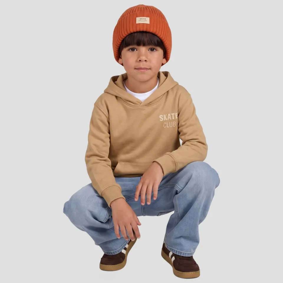 Orange Stars hoodie met tekst Zand