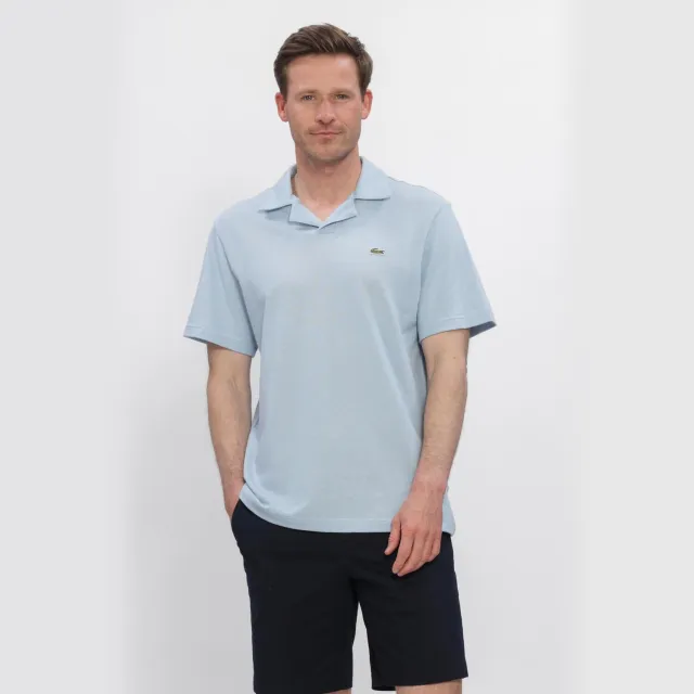 Lacoste Heren Polo's & T-shirts Classic Fit Open Neck Cotton Linen Blend Polo - Lichtblauw